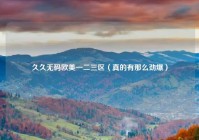 久久无码欧美一二三区（真的有那么劲爆）
