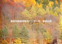 最美伤感情诗短句：一字一句，都是心酸