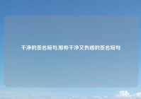 干净的签名短句,那些干净又伤感的签名短句