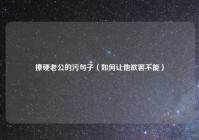 撩硬老公的污句子（如何让他欲罢不能）