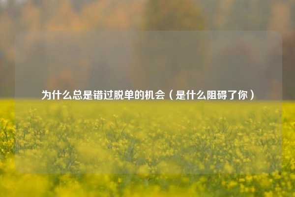 为什么总是错过脱单的机会（是什么阻碍了你）