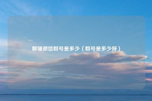 聊骚微信群号是多少（群号是多少呀）