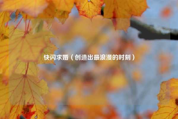 快闪求婚（创造出最浪漫的时刻）