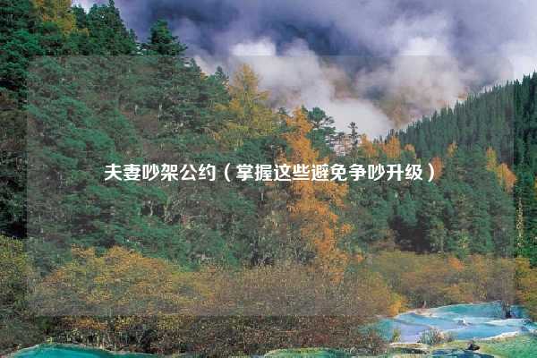 夫妻吵架公约（掌握这些避免争吵升级）