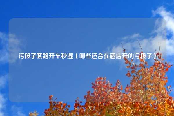 污段子套路开车秒湿（哪些适合在酒店开的污段子）