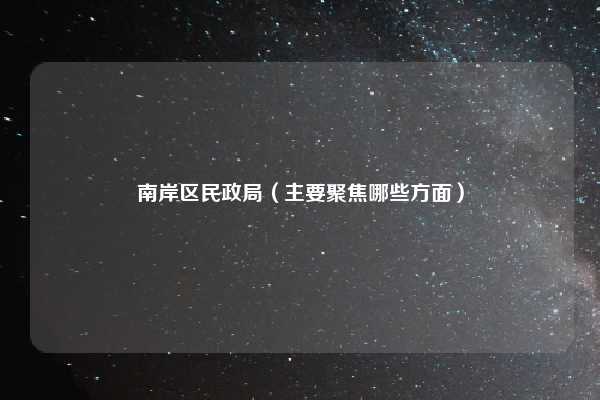 南岸区民政局（主要聚焦哪些方面）