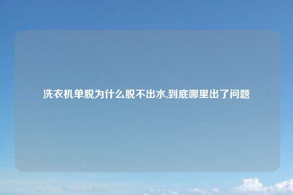 洗衣机单脱为什么脱不出水,到底哪里出了问题