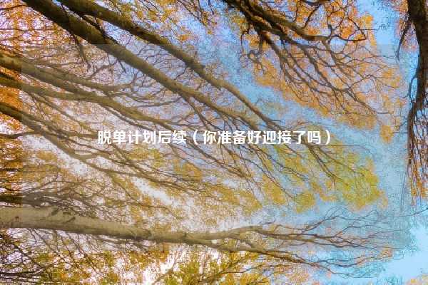 脱单计划后续（你准备好迎接了吗）