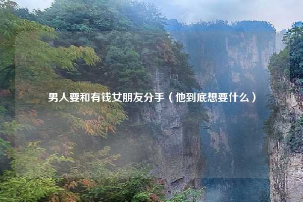 男人要和有钱女朋友分手（他到底想要什么）