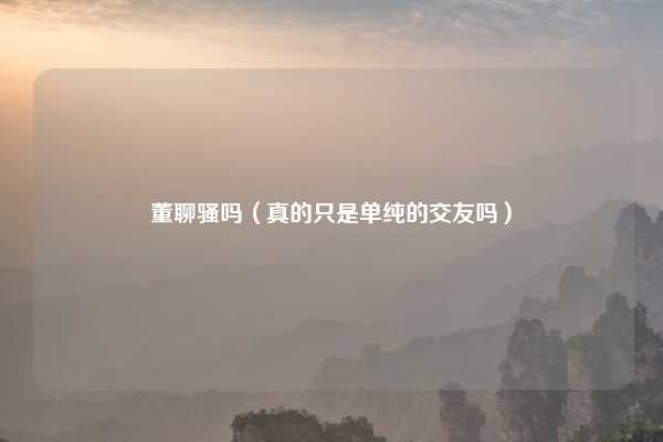 董聊骚吗（真的只是单纯的交友吗）