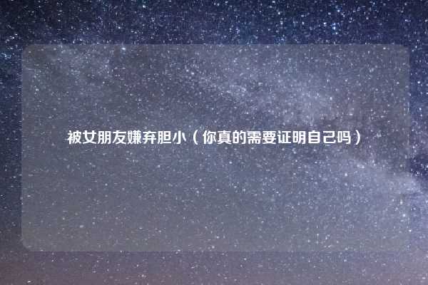 被女朋友嫌弃胆小（你真的需要证明自己吗）