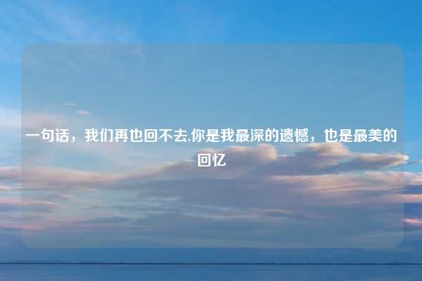 一句话,我们再也回不去,你是我最深的遗憾,也是最美的回忆