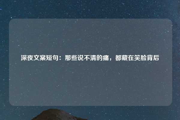 深夜文案短句:那些说不清的痛,都藏在笑脸背后