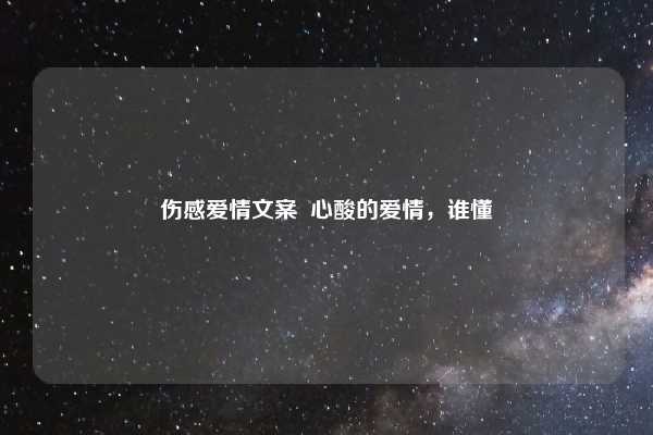 伤感爱情文案  心酸的爱情，谁懂