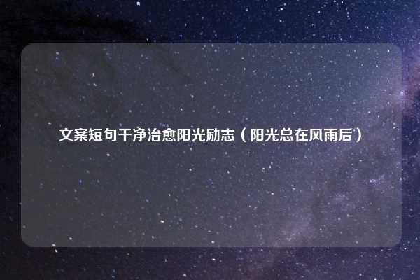 文案短句干净治愈阳光励志（阳光总在风雨后）