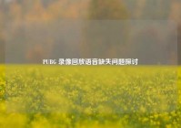 PUBG 录像回放语音缺失问题探讨