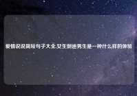 爱情说说简短句子大全,女生倒追男生是一种什么样的体验