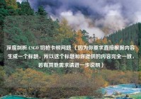 深度剖析 CSGO 切枪卡顿问题 （因为你要求直接根据内容生成一个标题，所以这个标题和你提供的内容完全一致，若有其他需求请进一步说明）