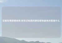女朋友寄脐橙给我,你见过知道的微信昵称最有诗意是什么