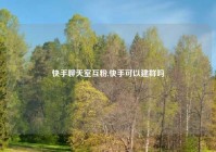 快手聊天室互粉,快手可以建群吗