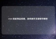 CSGO 捡起物品按键，游戏操作关键细节解析