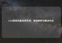 CSGO游戏内麦克风失效，原因解析与解决办法