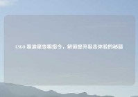 CSGO 狙准星变粗指令，解锁提升狙击体验的秘籍