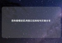 悲伤爱情说说,网易云压抑短句文案分手
