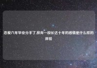 恋爱六年毕业分手了,放弃一段长达十年的感情是什么样的体验