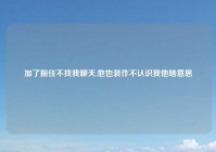 加了前任不找我聊天,他也装作不认识我他啥意思