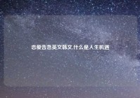 恋爱告急英文韩文,什么是人生机遇