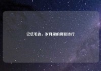 记忆毛边，岁月里的斑驳诗行