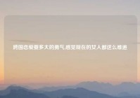 跨国恋爱要多大的勇气,感觉现在的女人都这么难追