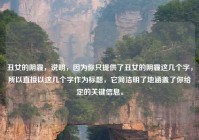 丑女的阴霾，说明，因为你只提供了丑女的阴霾这几个字，所以直接以这几个字作为标题，它简洁明了地涵盖了你给定的关键信息。