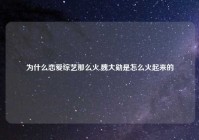 为什么恋爱综艺那么火,魏大勋是怎么火起来的