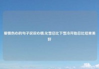 爱情伤心的句子说说心情,化雪总比下雪冷开始总比结束美好