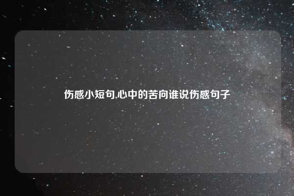 伤感小短句,心中的苦向谁说伤感句子