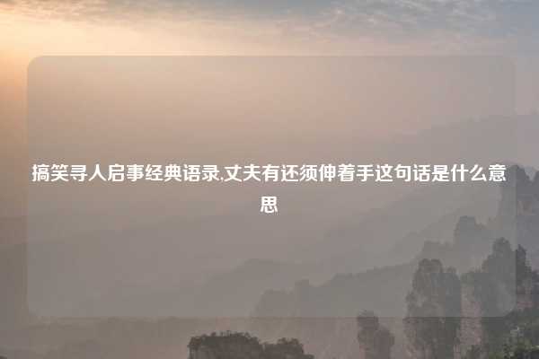 搞笑寻人启事经典语录,丈夫有还须伸着手这句话是什么意思