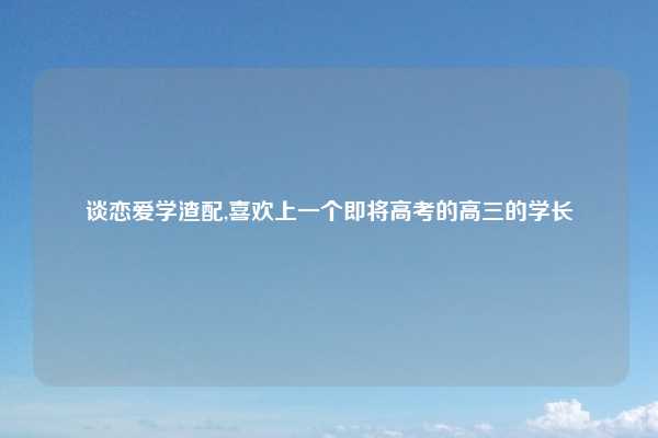 谈恋爱学渣配,喜欢上一个即将高考的高三的学长