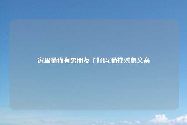 家里猫猫有男朋友了好吗,猫找对象文案