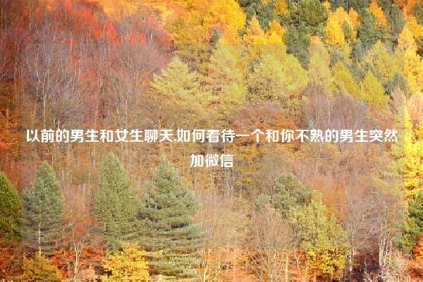 以前的男生和女生聊天,如何看待一个和你不熟的男生突然加微信