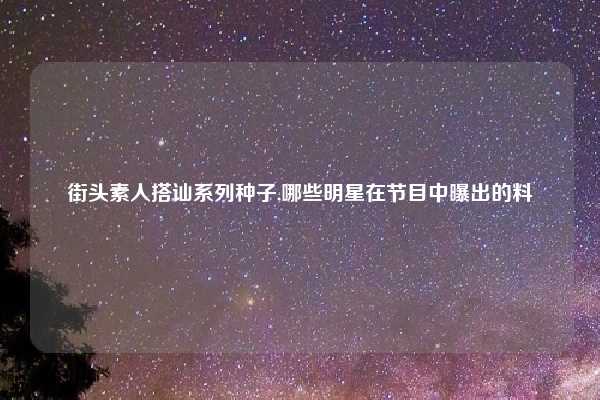 街头素人搭讪系列种子,哪些明星在节目中曝出的料