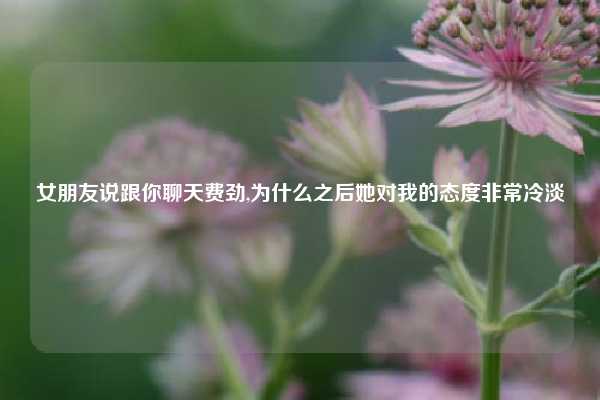 女朋友说跟你聊天费劲,为什么之后她对我的态度非常冷淡
