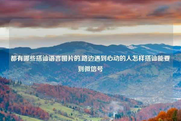 都有哪些搭讪语言图片的,路边遇到心动的人怎样搭讪能要到微信号