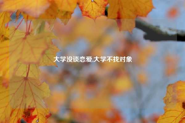 大学没谈恋爱,大学不找对象
