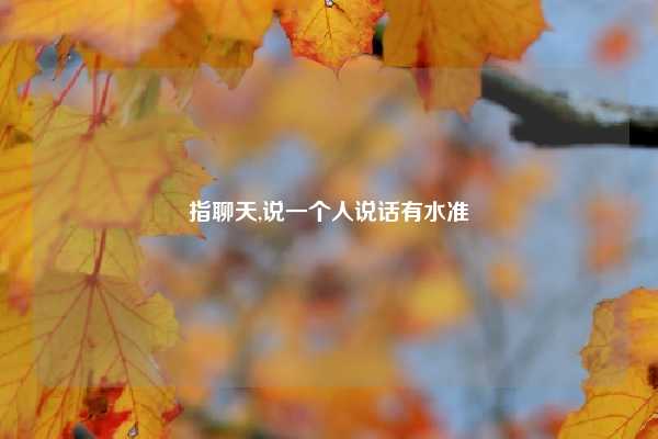指聊天,说一个人说话有水准
