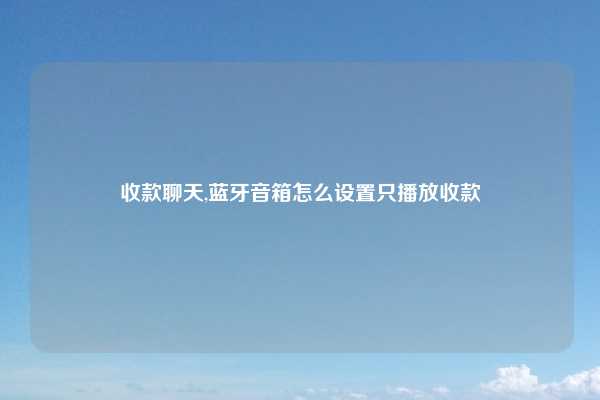 收款聊天,蓝牙音箱怎么设置只播放收款