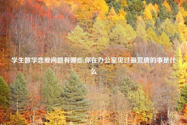 学生数学恋爱问题有哪些,你在办公室见过最荒唐的事是什么