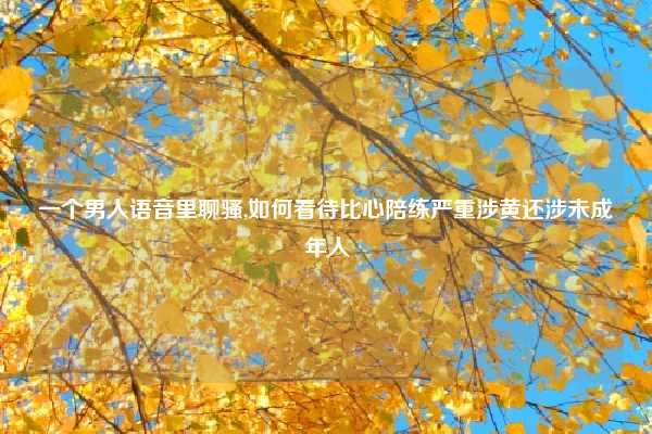 一个男人语音里聊骚,如何看待比心陪练严重涉黄还涉未成年人