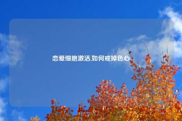 恋爱细胞激活,如何戒掉色心